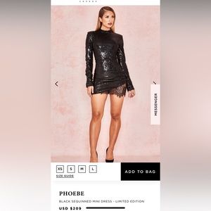 House of CB Sequin Black Dress size S
